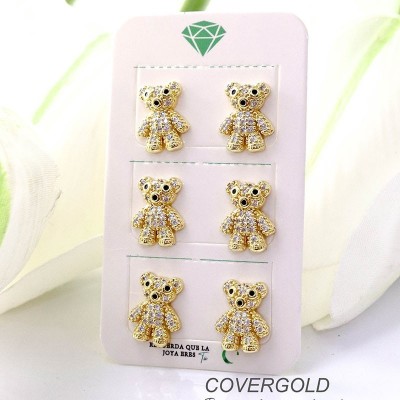 Aretes de oso paquete x 3 en covergold