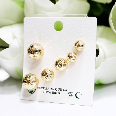 Set de aretes bolas en covergold