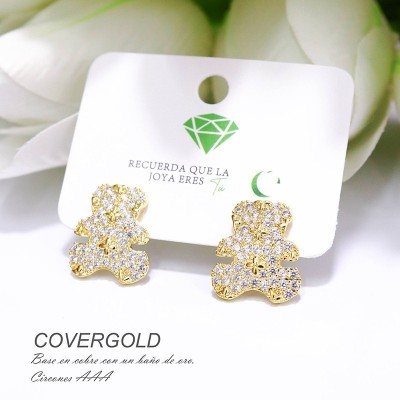 Aretes de oso con circones en covergold
