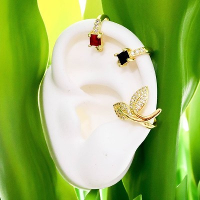 Set de earcuff en covergold con baño en Rodio