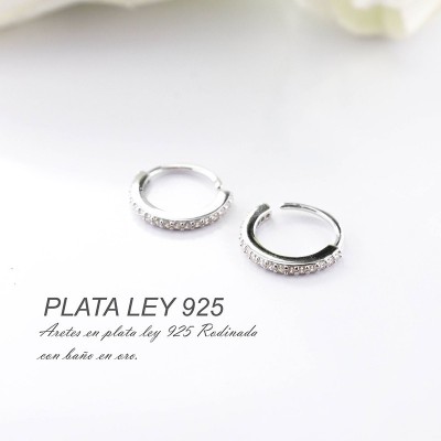 Aretes en plata ley 925 con baño en Rodio