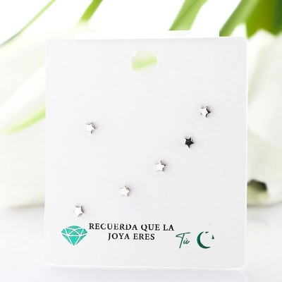 Aretes de estrella en plata ley 925 con baño en Rodio