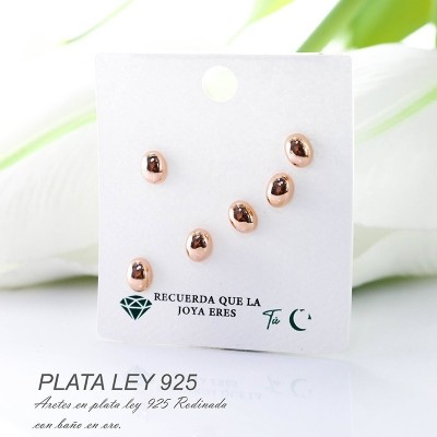 Aretes en plata ley 925 con baño en Rodio