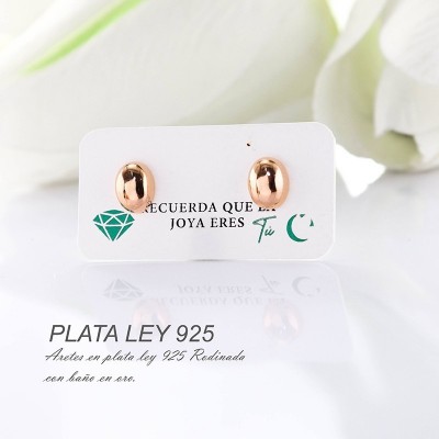 Aretes en plata ley 925 con baño en Rodio