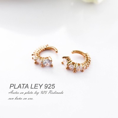 Aretes en plata ley 925 con baño en Rodio