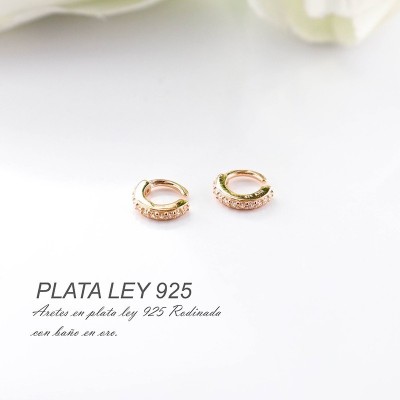 Aretes en plata ley 925 con baño en Rodio