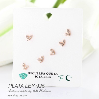 Aretes de corazon en plata ley 925 con baño en Rodio