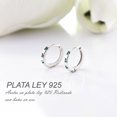 Aretes en plata ley 925 con baño en Rodio