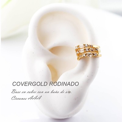 Earcuff en covergold con baño en Rodio