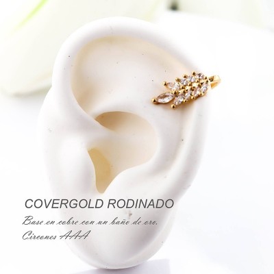 Earcuff en covergold con baño en Rodio
