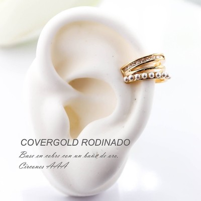 Earcuff en covergold con baño en Rodio