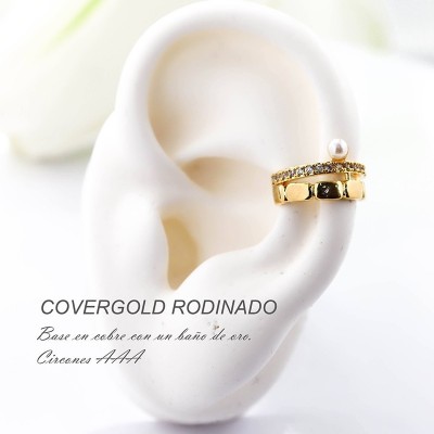 Earcuff en covergold con baño en Rodio
