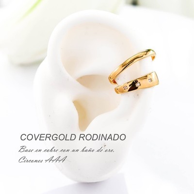 Earcuff en covergold con baño en Rodio