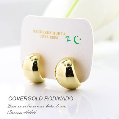 Aretes en covergold con baño en Rodio