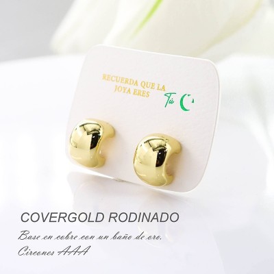 Aretes en covergold con baño en Rodio