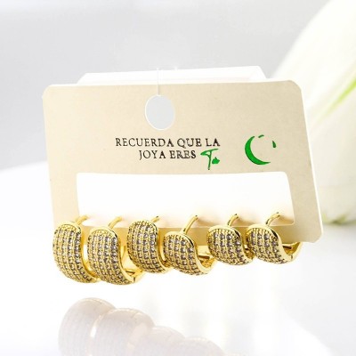 Set de candongas en covergold con baño en Rodio
