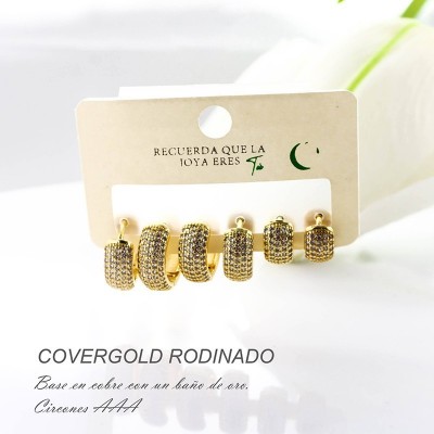 Set de candongas en covergold con baño en Rodio