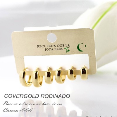 Set de candongas en covergold con baño en Rodio