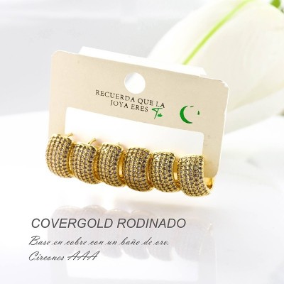 Set de candongas en covergold con baño en Rodio