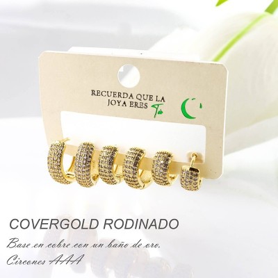 Set de candongas en covergold con baño en Rodio
