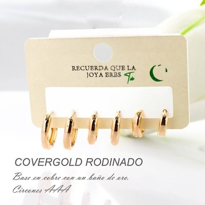 Set de candongas en covergold con baño en Rodio