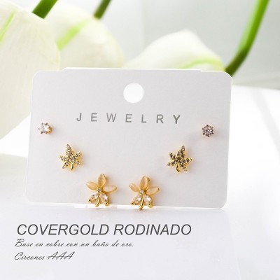Set de aretes en covergold rodinado