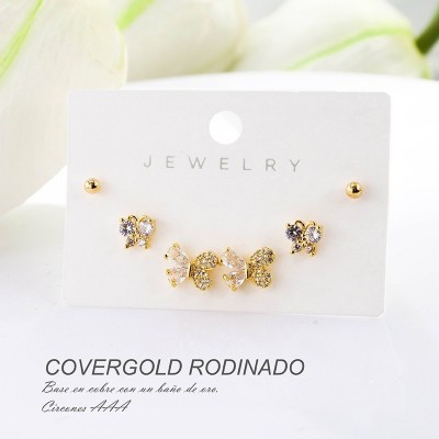 Set de aretes en covergold rodinado