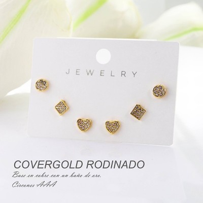 Set de aretes en covergold rodinado