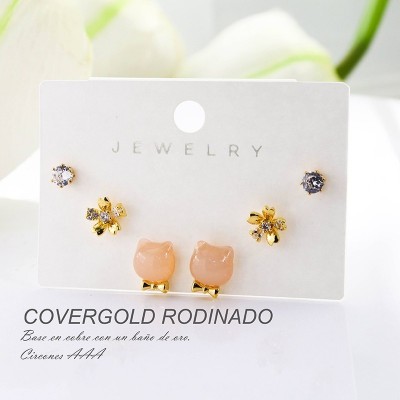 Set de aretes en covergold rodinado