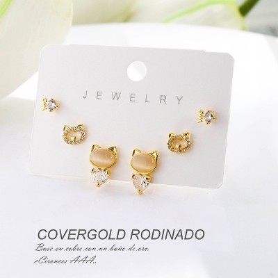Set de aretes en covergold rodinado