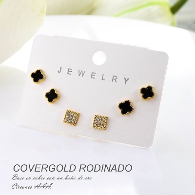 Set de aretes en covergold rodinado