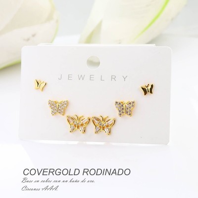 Set de aretes en covergold rodinado