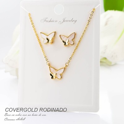 Set de aretes en covergold rodinado