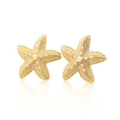 Aretes estrella de mar en covergold Rodinado