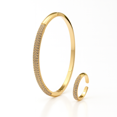 Pulsera + anillo en covergold Rodinado