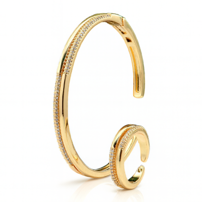 Set pulsera + anillo en covergold Rodinado
