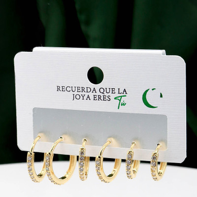 Set x3 de candongas en covergold rodinado