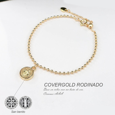 Pulsera en covergold con dije de san Benito