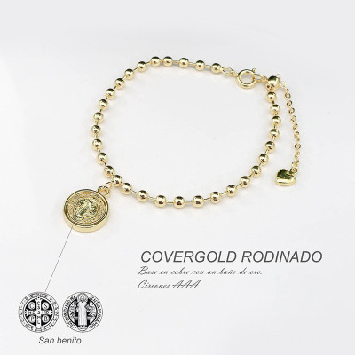 Pulsera en covergold con dije de san Benito