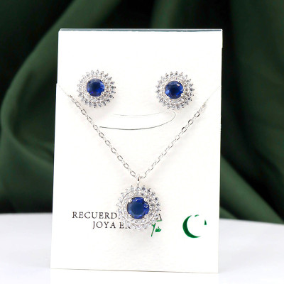 Set en plata ley 925 con baño en Rodio