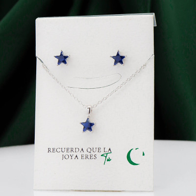 Set en plata ley 925 con baño en Rodio