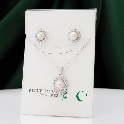 Set en plata ley 925 con baño en Rodio