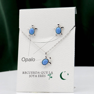 Set de opalo en plata ley 925 con baño en Rodio