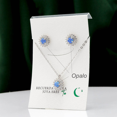 Set de opalo en plata ley 925 con baño en Rodio