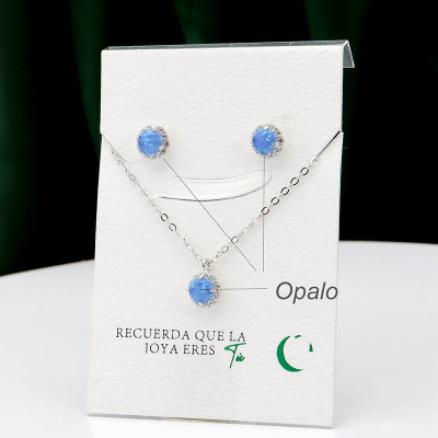 Set de opalo en plata ley 925 con baño en Rodio