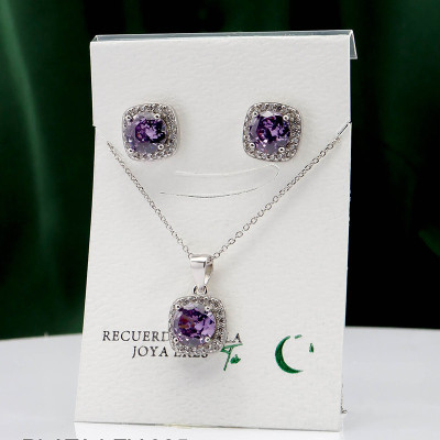 Set en plata ley 925 con baño en Rodio