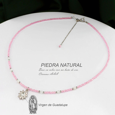 Collar de piedra natural Cuarzo rosa