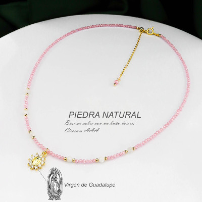 Collar de piedra natural Cuarzo rosa