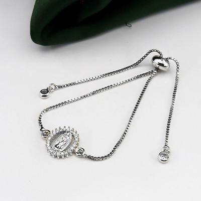 Pulsera en Covergold Rodinado y virgen de Gudalupe