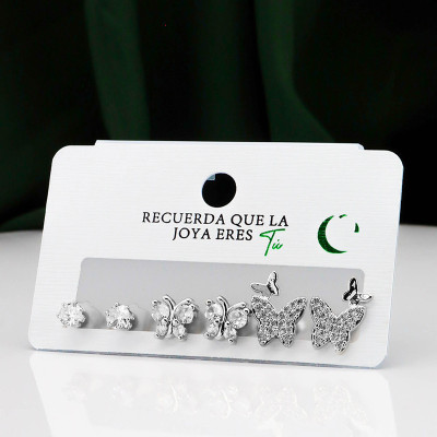 Set de aretes x3 en Covergold Rodinado